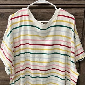 Old Navy 4X Rainbow/ Navy Blue and White Tees